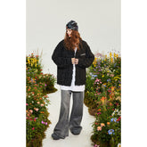 Unisex Jacket Loose Lapels Black Coat